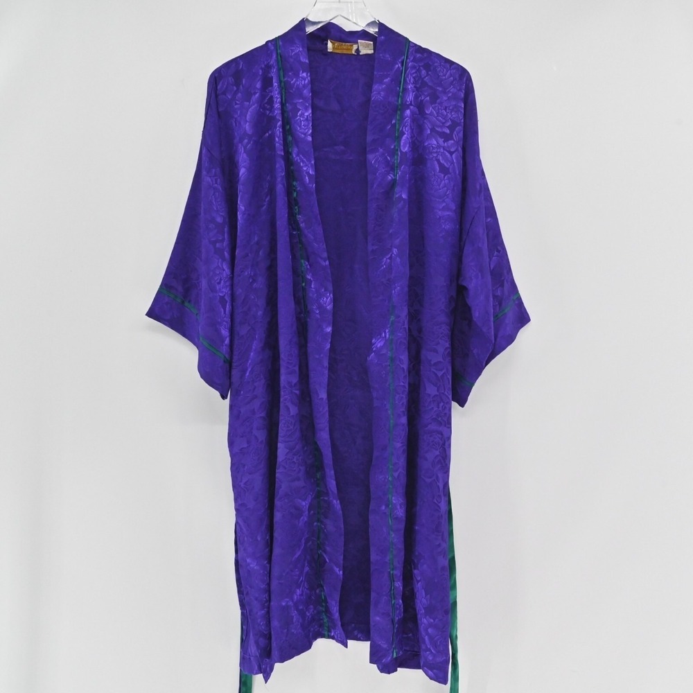 Victorias Secret Gold Label Floral Robe Womens Size OS Purple Vintage Y2K Kimono - Picture 14 of 15